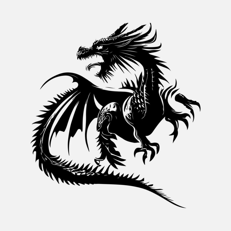 black dragon vector silhouette