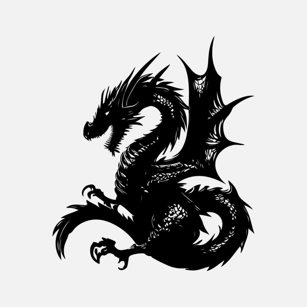 black dragon vector silhouette