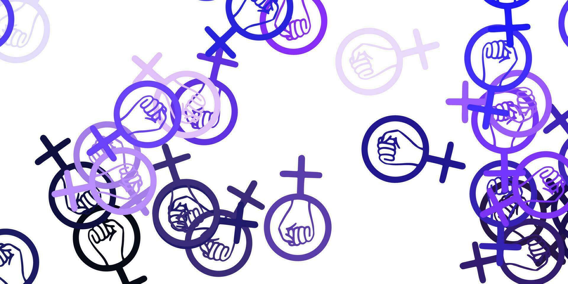 Light Purple vector background with woman symbols.