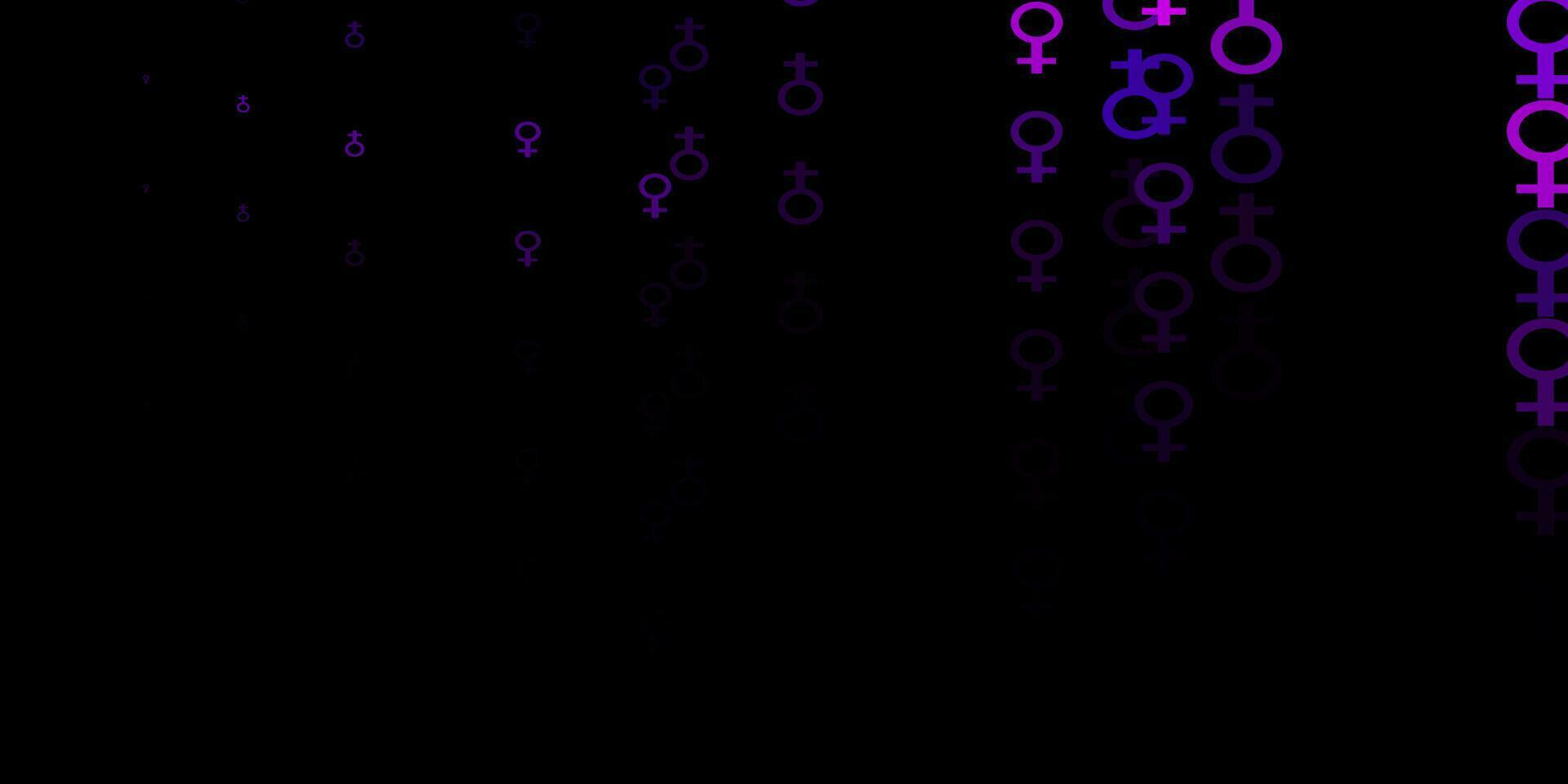Dark Purple vector texture with women's rights symbols.