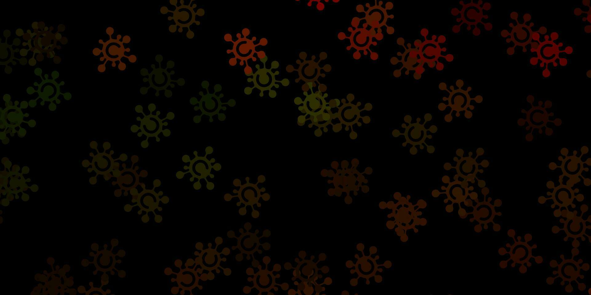 Dark green, yellow vector backdrop with virus symbols.