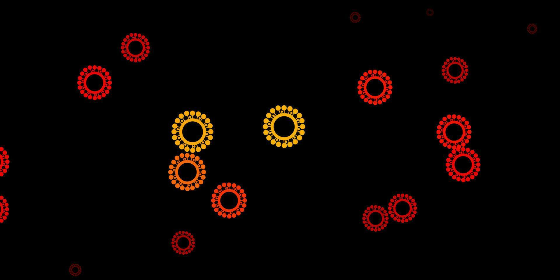 Dark red vector backdrop with virus symbols.