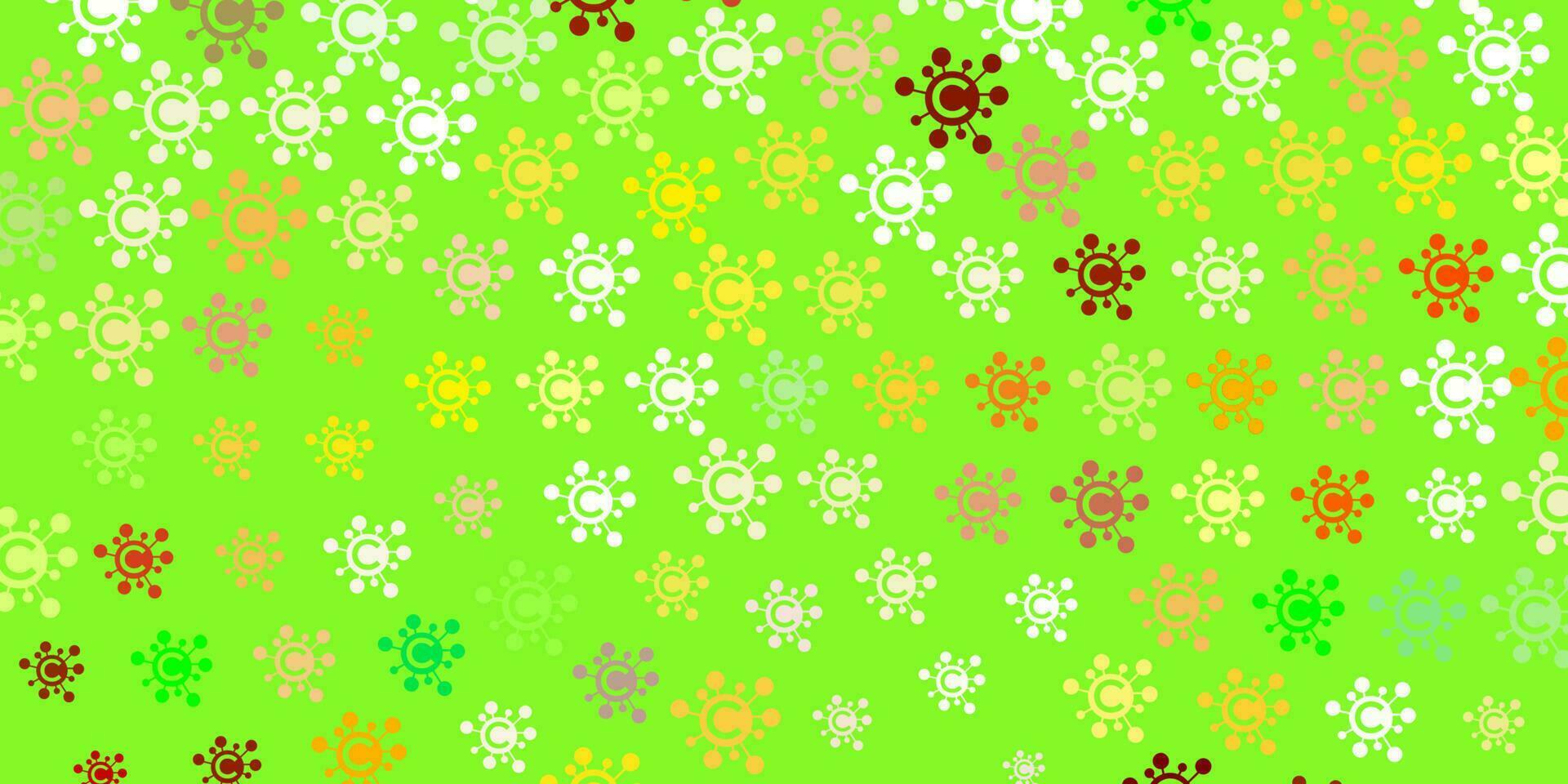 Light Green, Yellow vector backdrop with virus symbols.