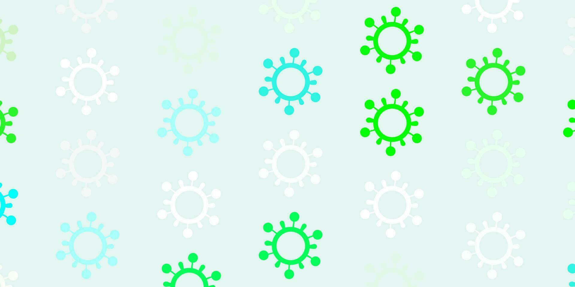 Light Green vector backdrop with virus symbols.