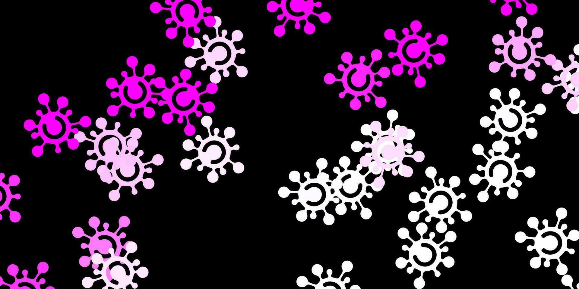 Dark pink vector pattern with coronavirus elements.