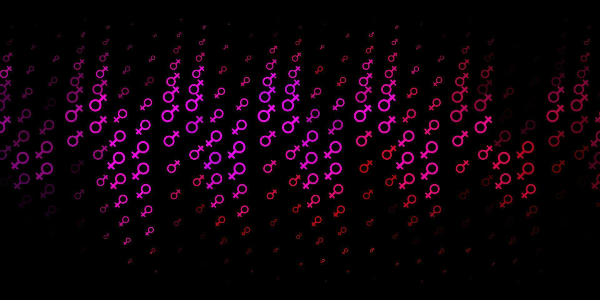 Dark Pink vector backdrop with woman's power symbols.