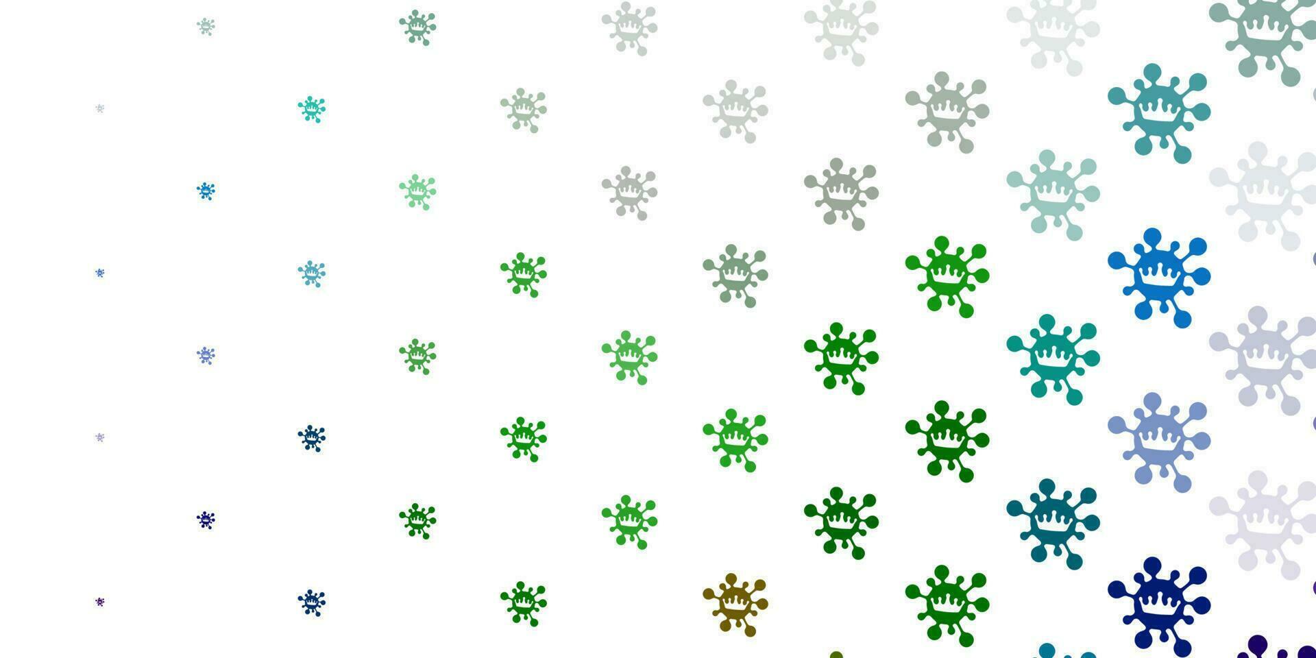 Light blue, green vector pattern with coronavirus elements.