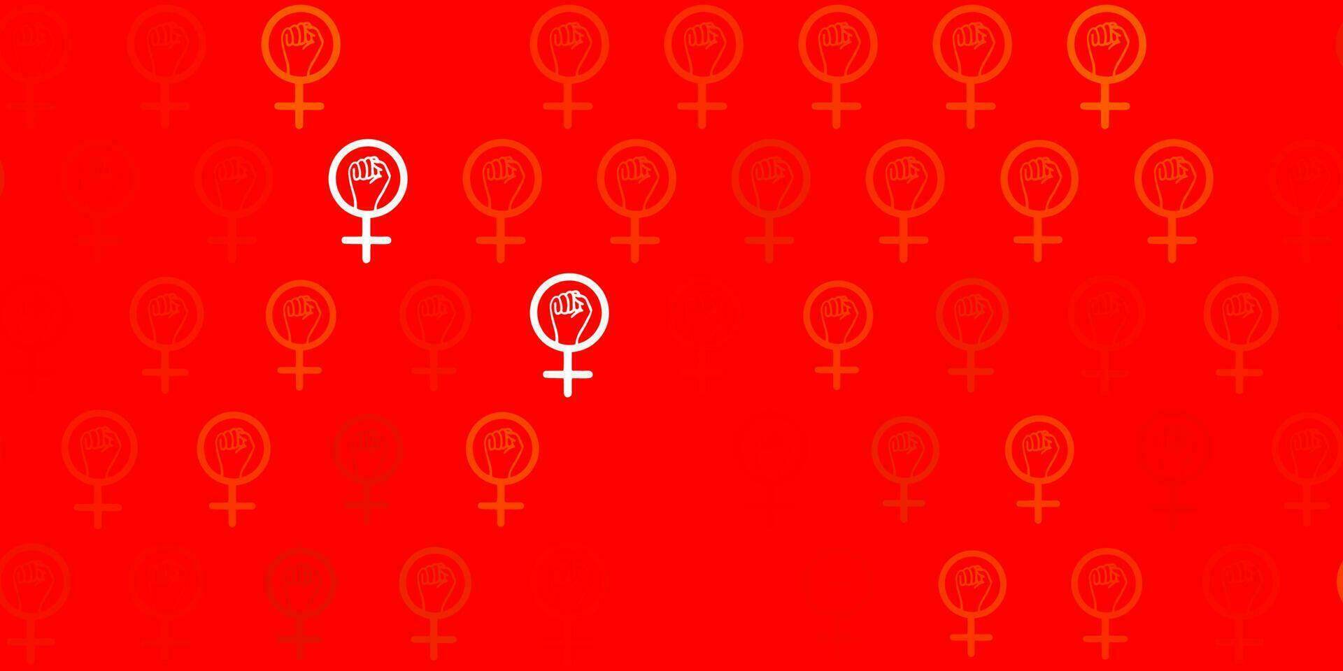 Light Red, Yellow vector background with woman symbols.
