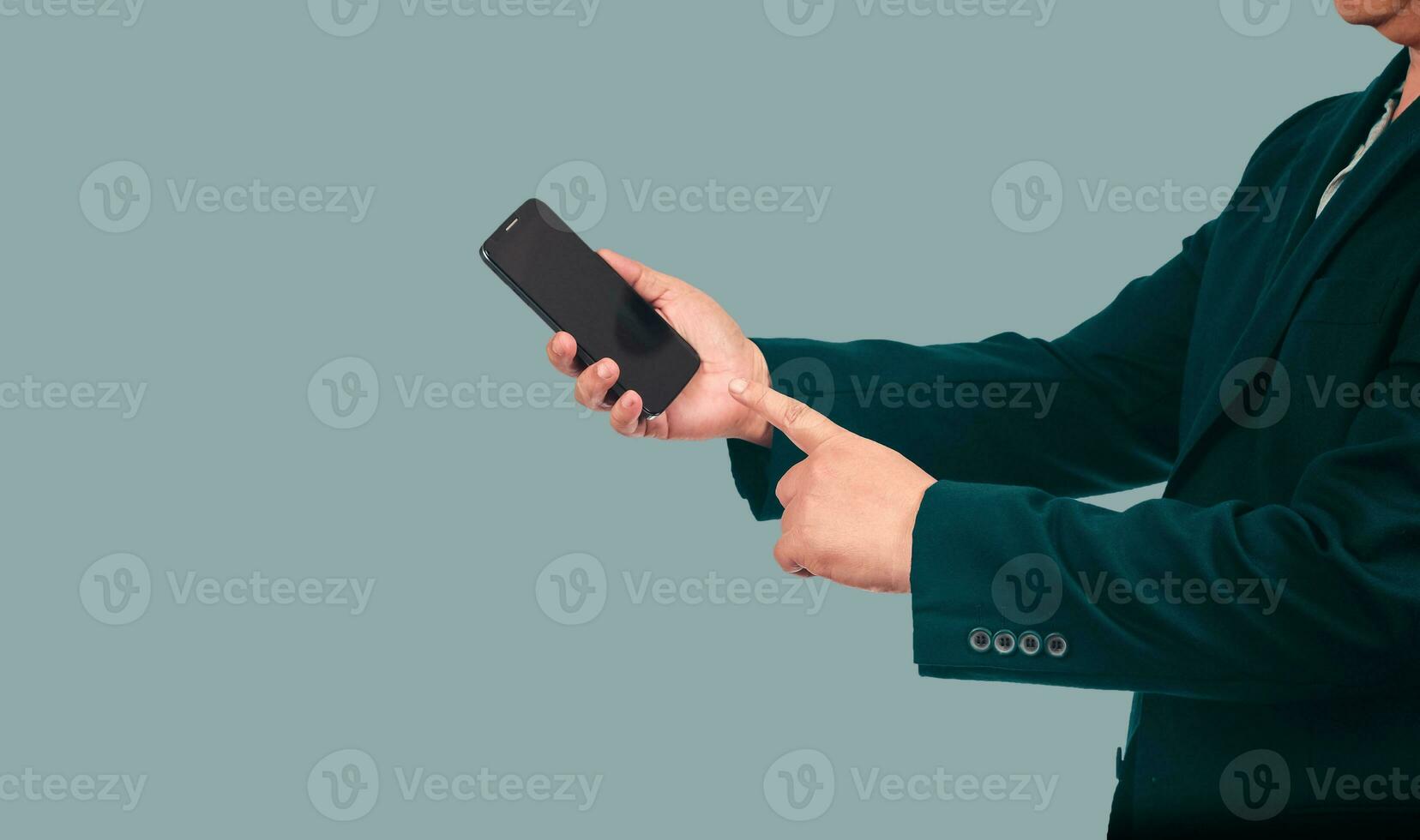 Business man holding a smart phone ,business concept. photo