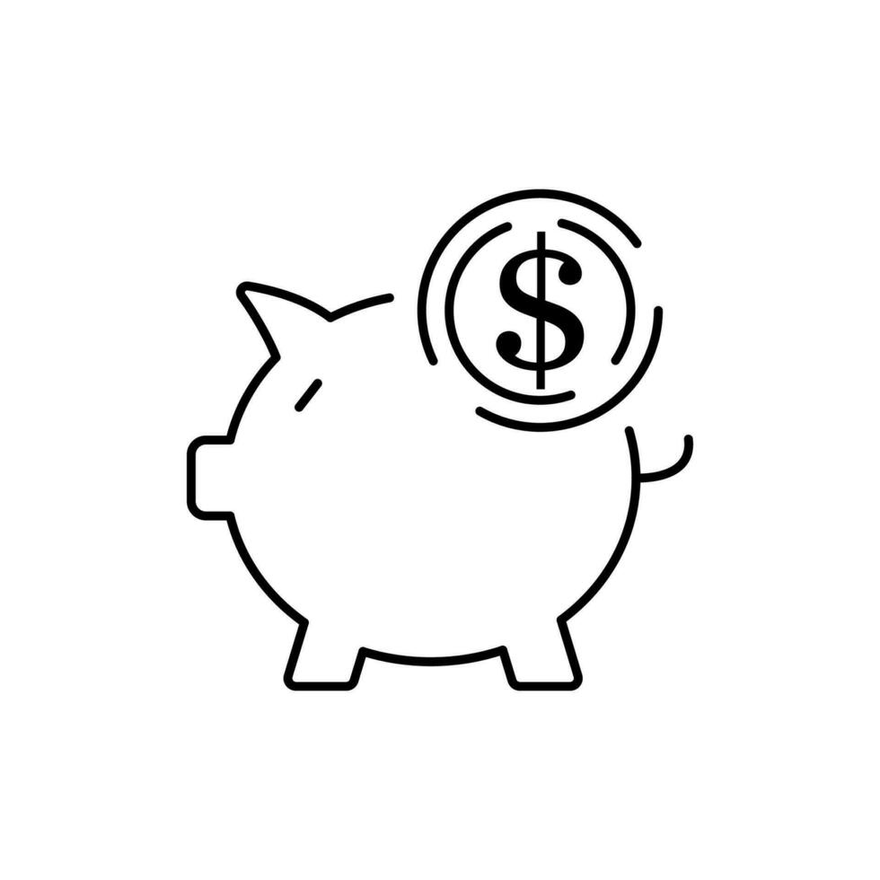 Money box line icon. Finance and pig dollar sign. vector