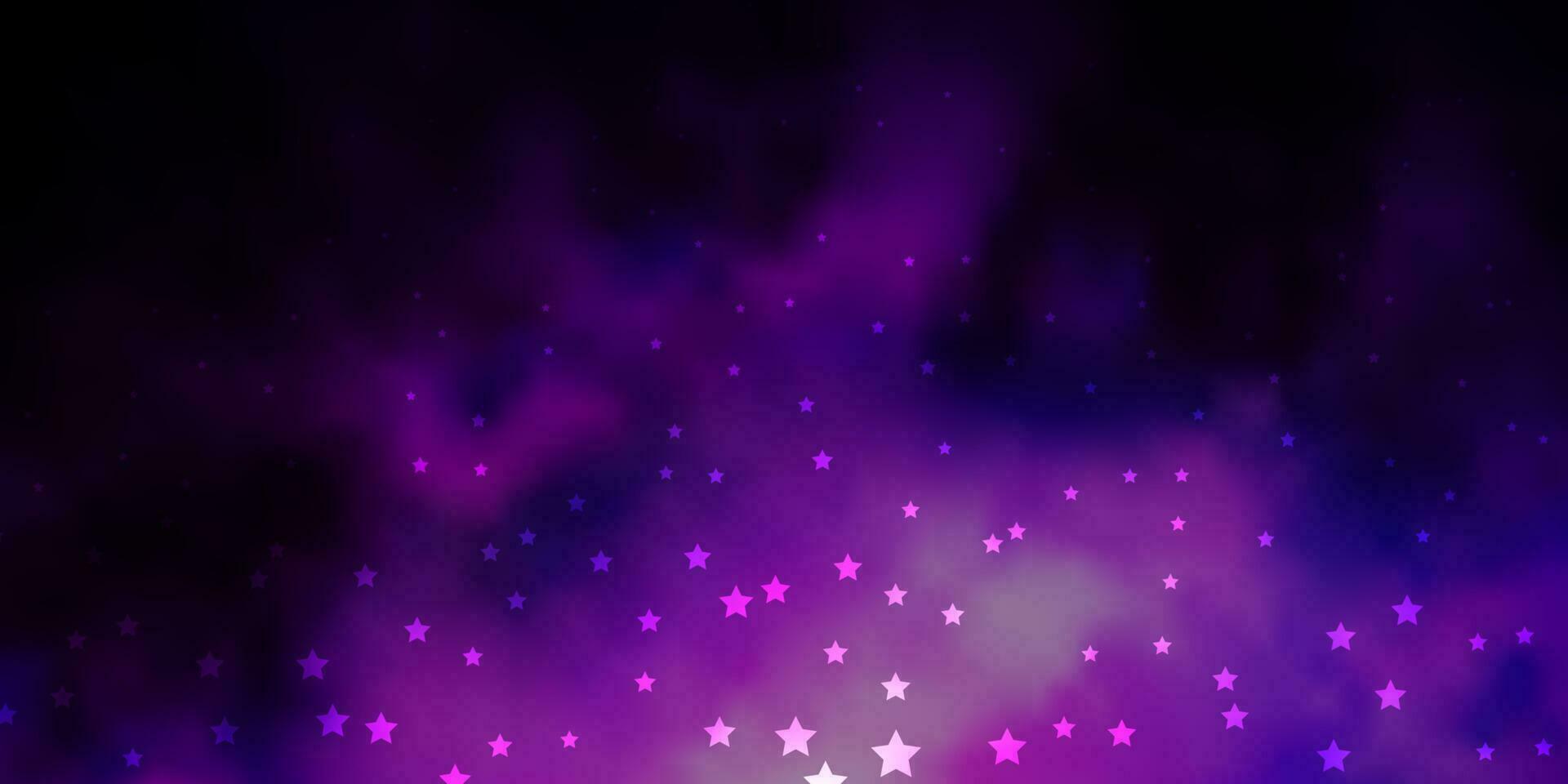 Dark Purple vector pattern with abstract stars.