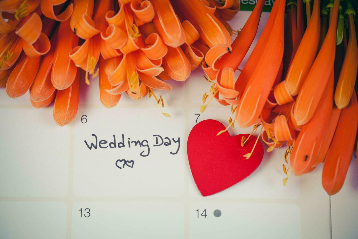 recordatorio Boda día en calendario planificación con color foto