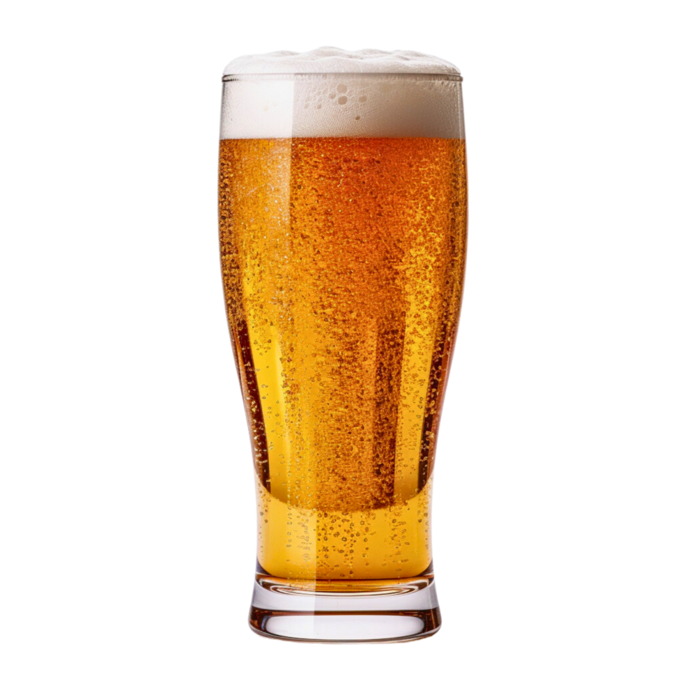 a frosty glass filled to the brim with a crisp, amber-hued beer. Tiny bubbles cling to the sides, hinting at the effervescence within. png
