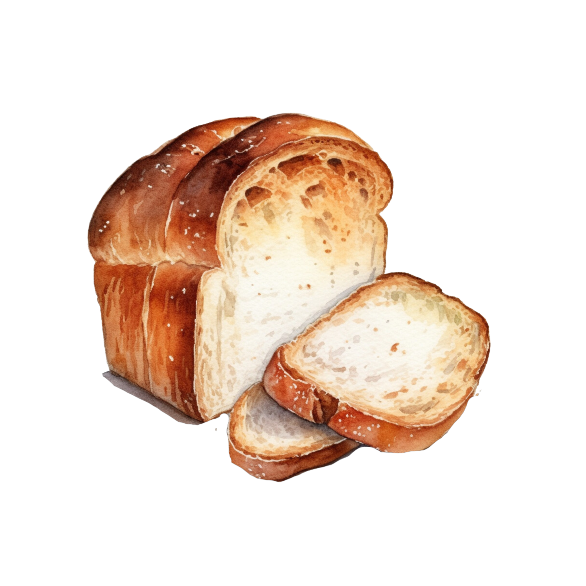 a Watercolor handdrawn sketch illustration of bread with slices isolated 24481054 PNG