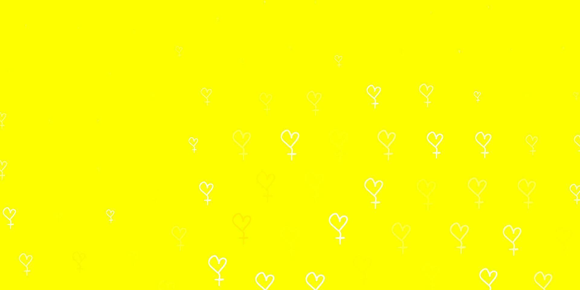 Light Yellow vector texture with women rights symbols.