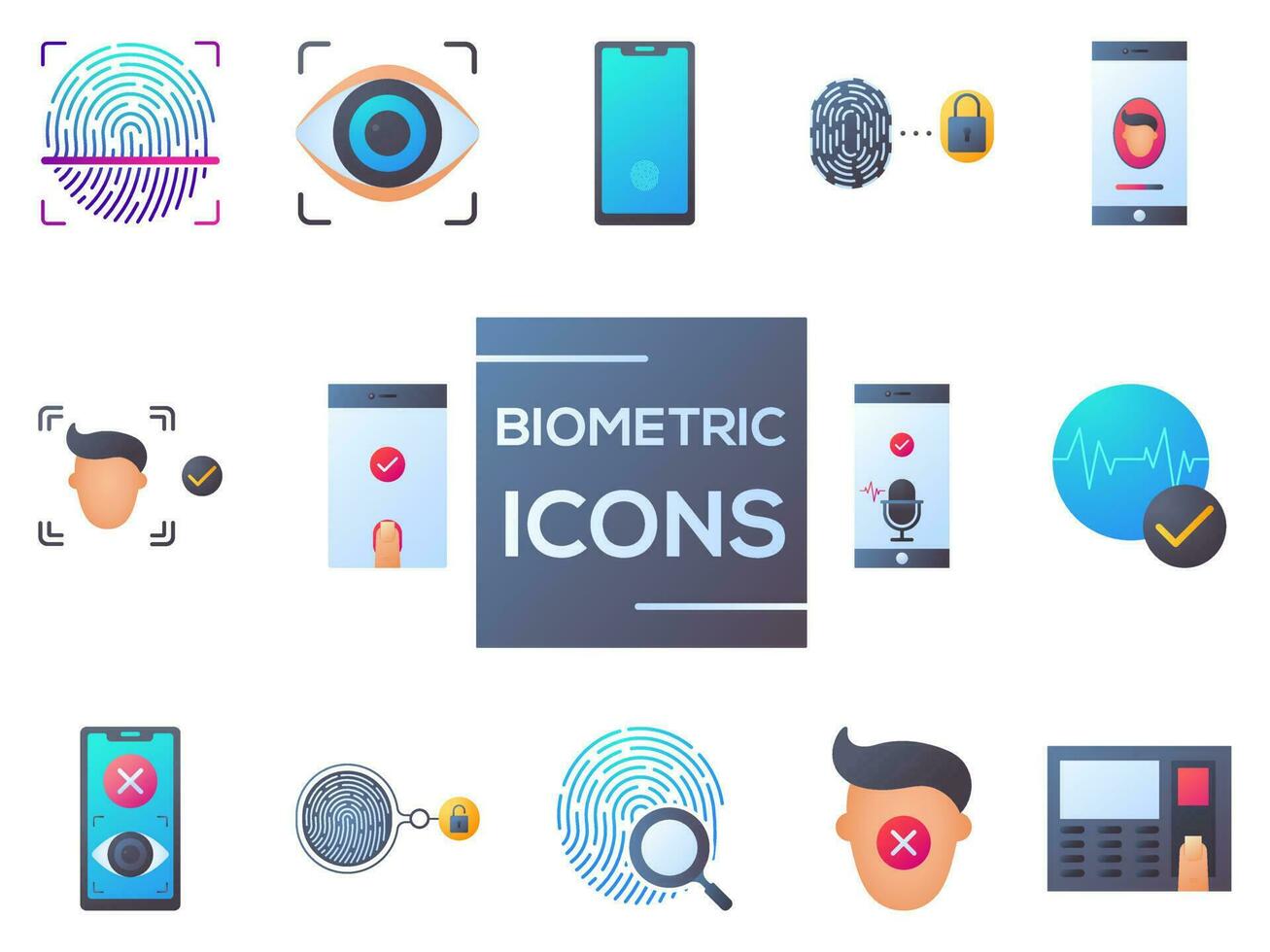 Vector illustration of Biometric icons.