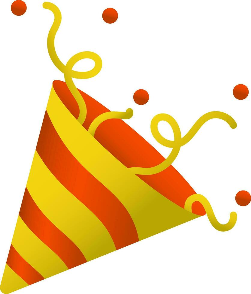 Explosion Party Popper Flat Icon In Yellow And Orange Color. vector