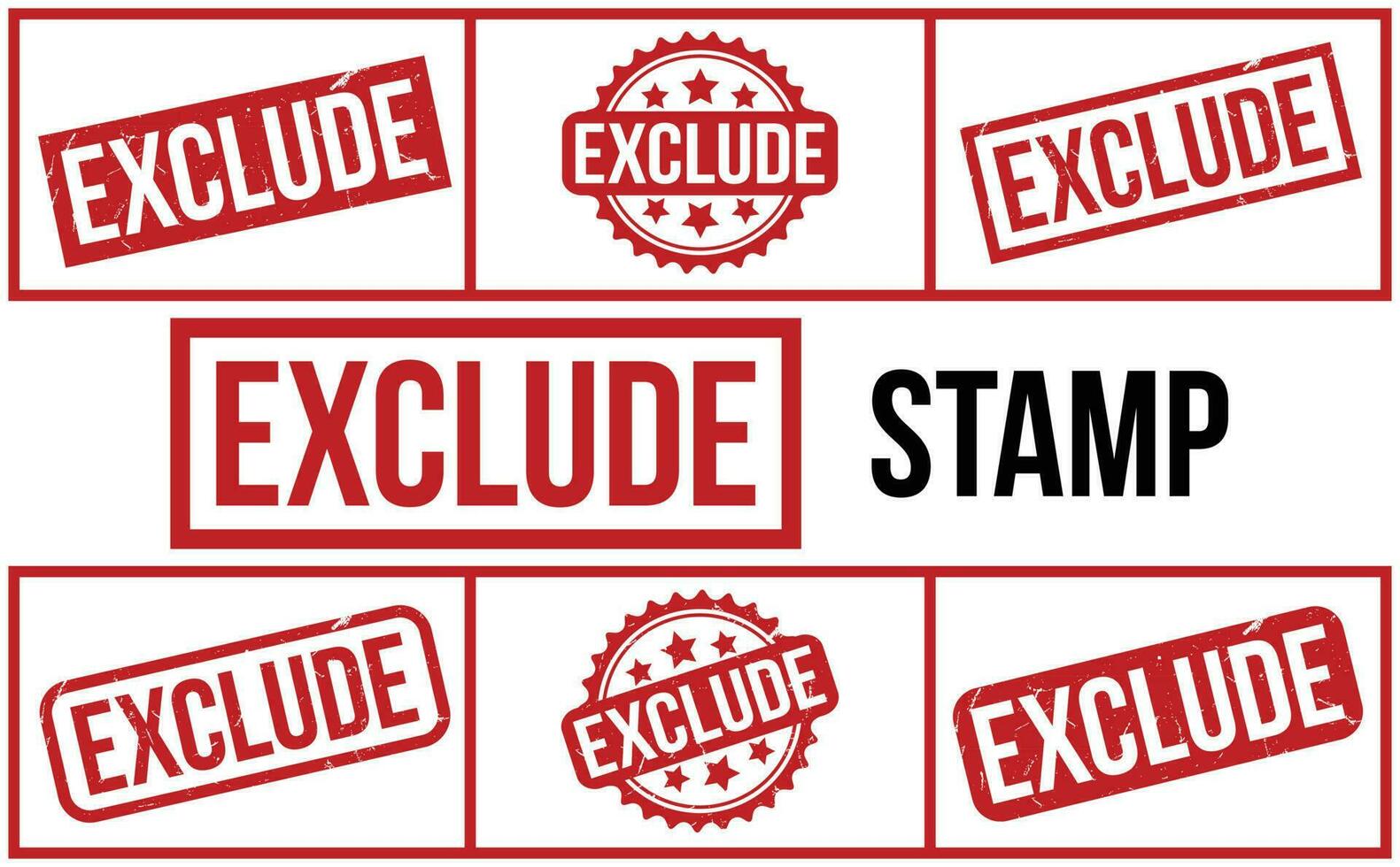Exclude rubber grunge stamp set vector
