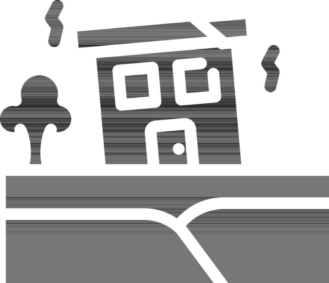 black and white Earthquake Icon in Flat Style. vector