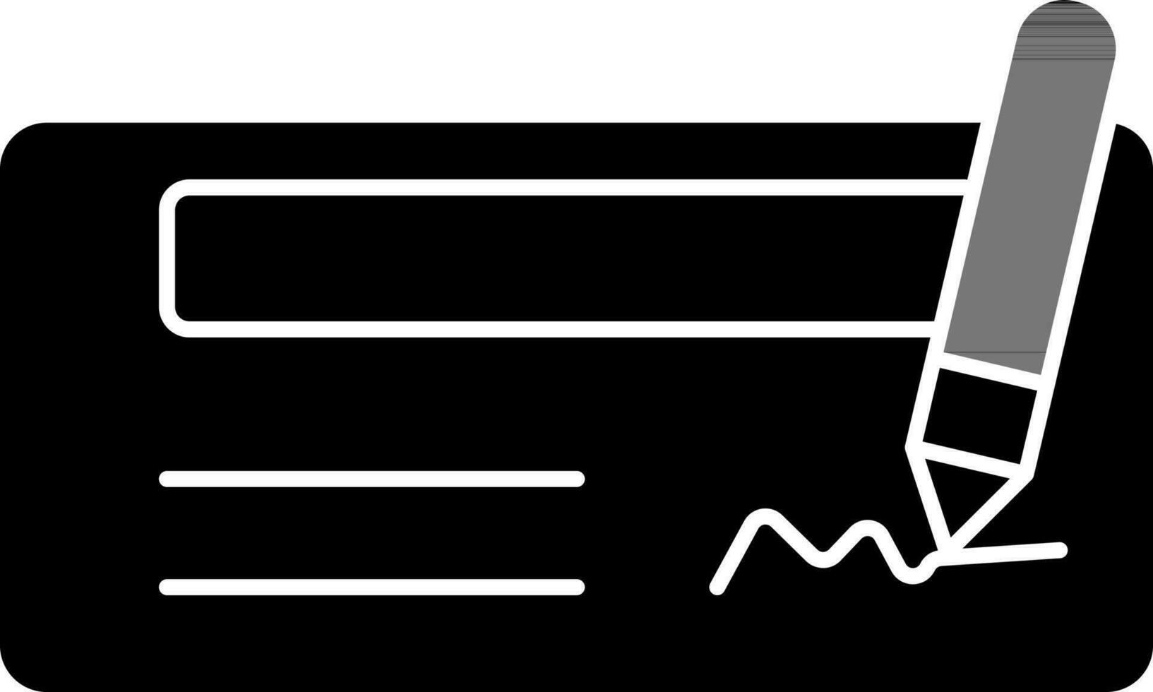 Cheque Icon In black and white Color. vector