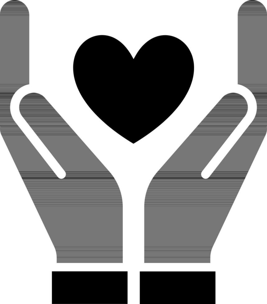 Hands protecting heart icon. Glyph sign or symbol. vector