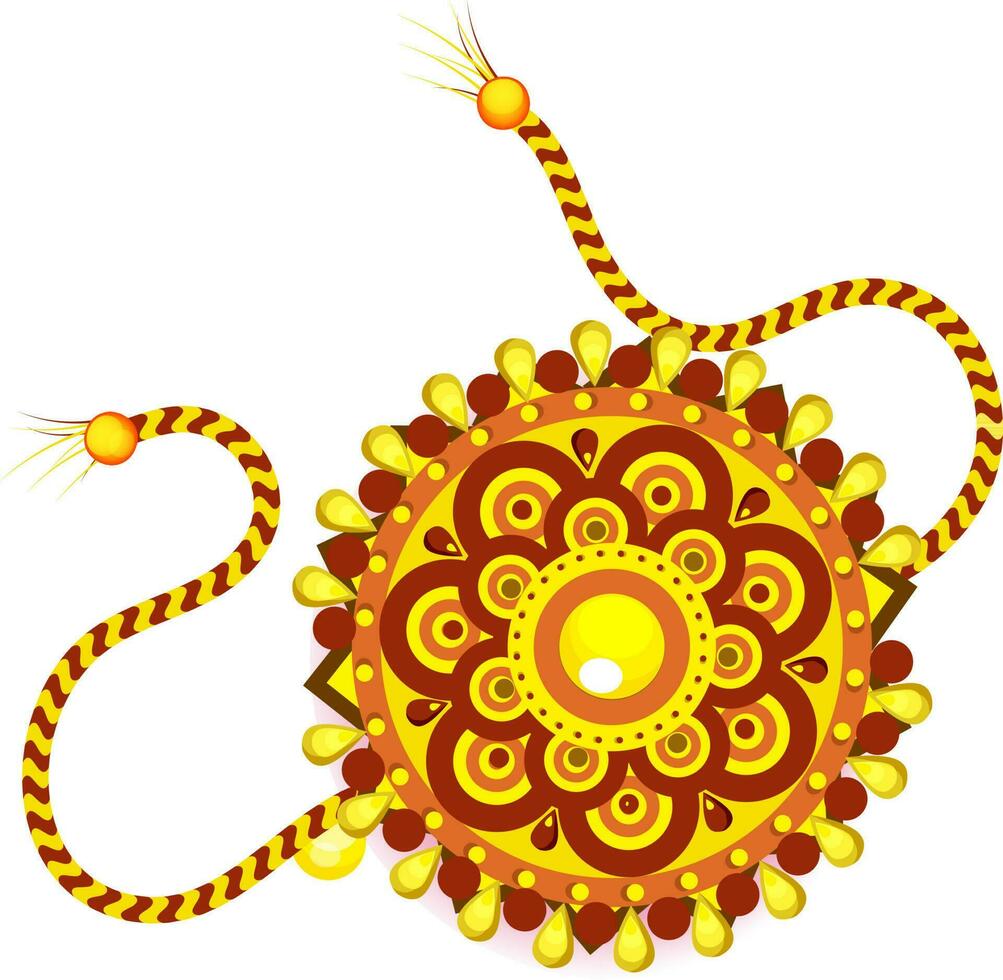 Beautiful Floral Rakhi Wristband Element On White Background. vector