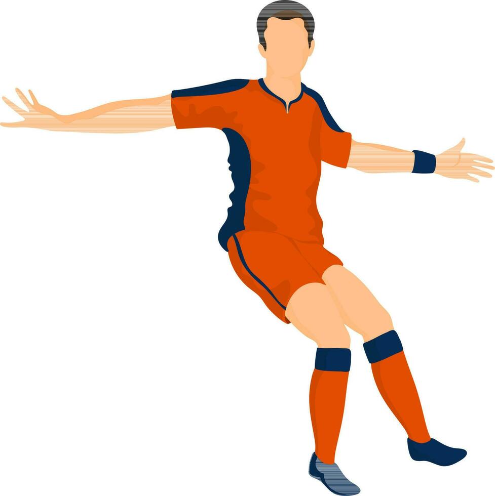 Football player character in defending pose. vector