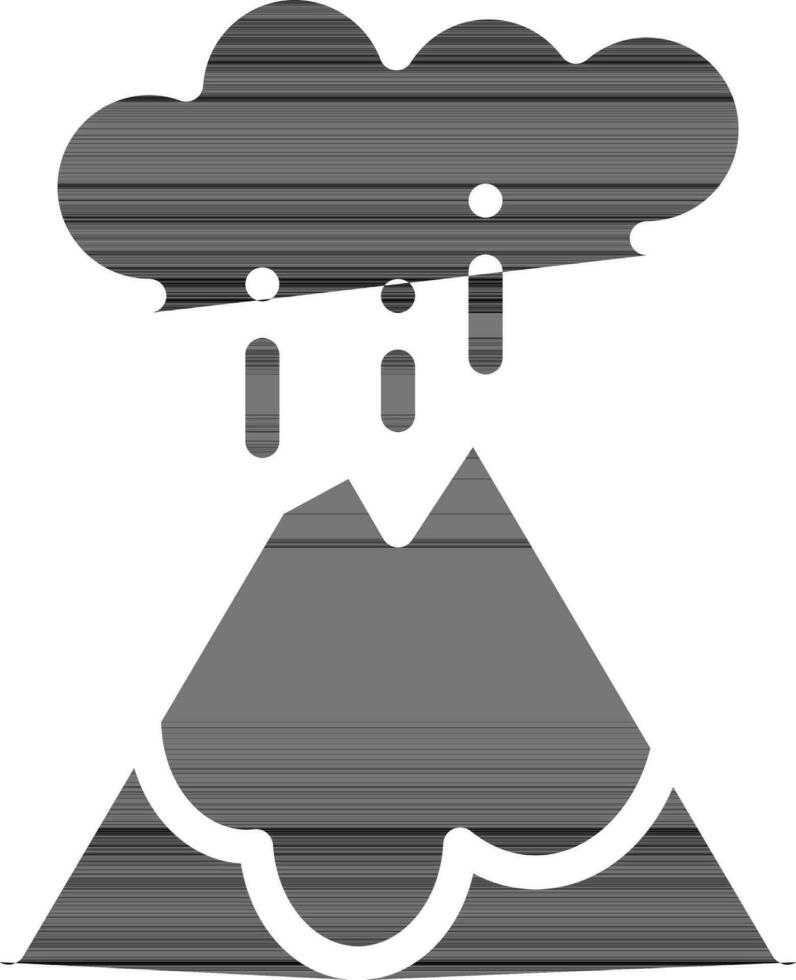 Isolated Glyph Volcano Eruption Icon in Flat Style. vector