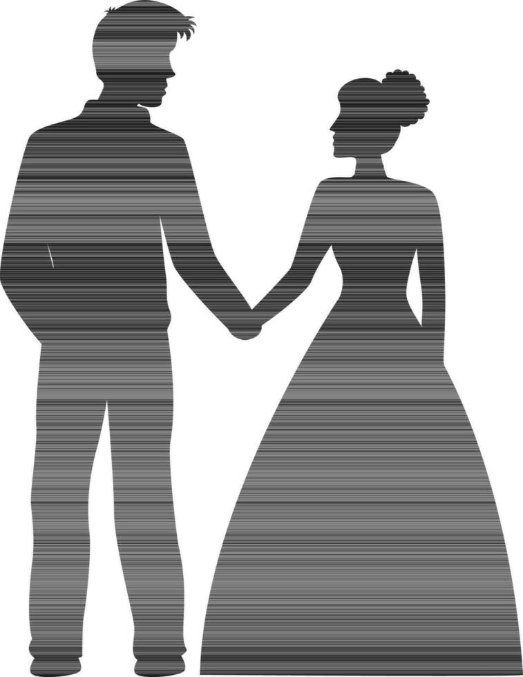 Young loving couple silhouette on whte background. vector