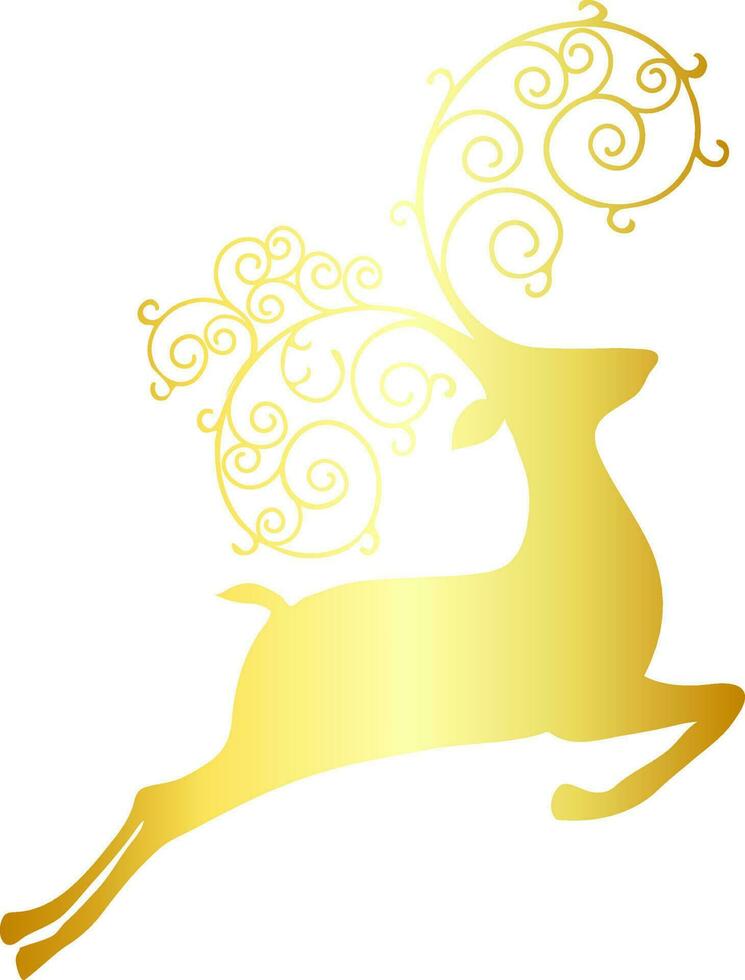 Shiny golden Christmas reindeer on white background. vector