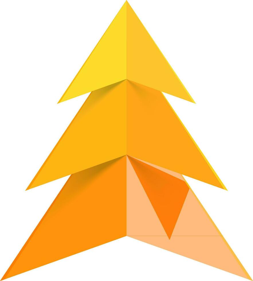 papel cortar Navidad árbol en naranja color. vector