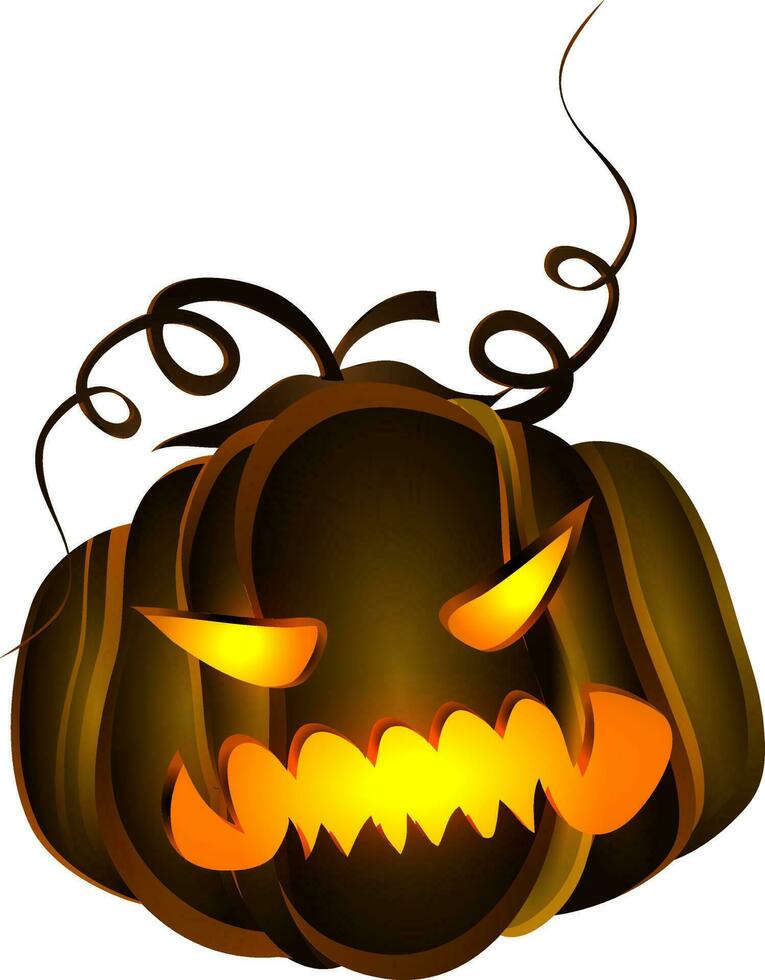 Isometric icon of spooky jack-o-lantern. vector