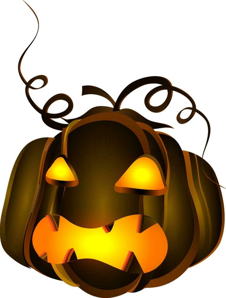 Glossy brown scary jack-o-lantern in 3d. vector