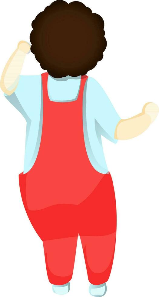 Back view of little boy on white background. vector