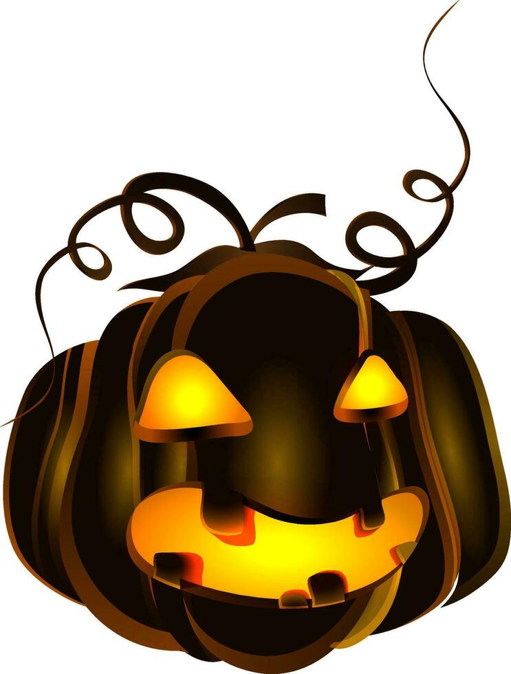 Glossy brown scary jack-o-lantern 3d. vector