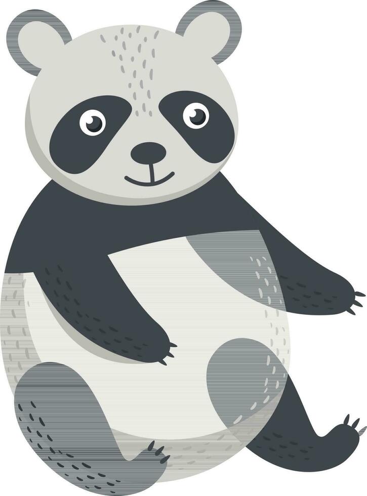 Cartoon character panda bear sitting on white background. vector
