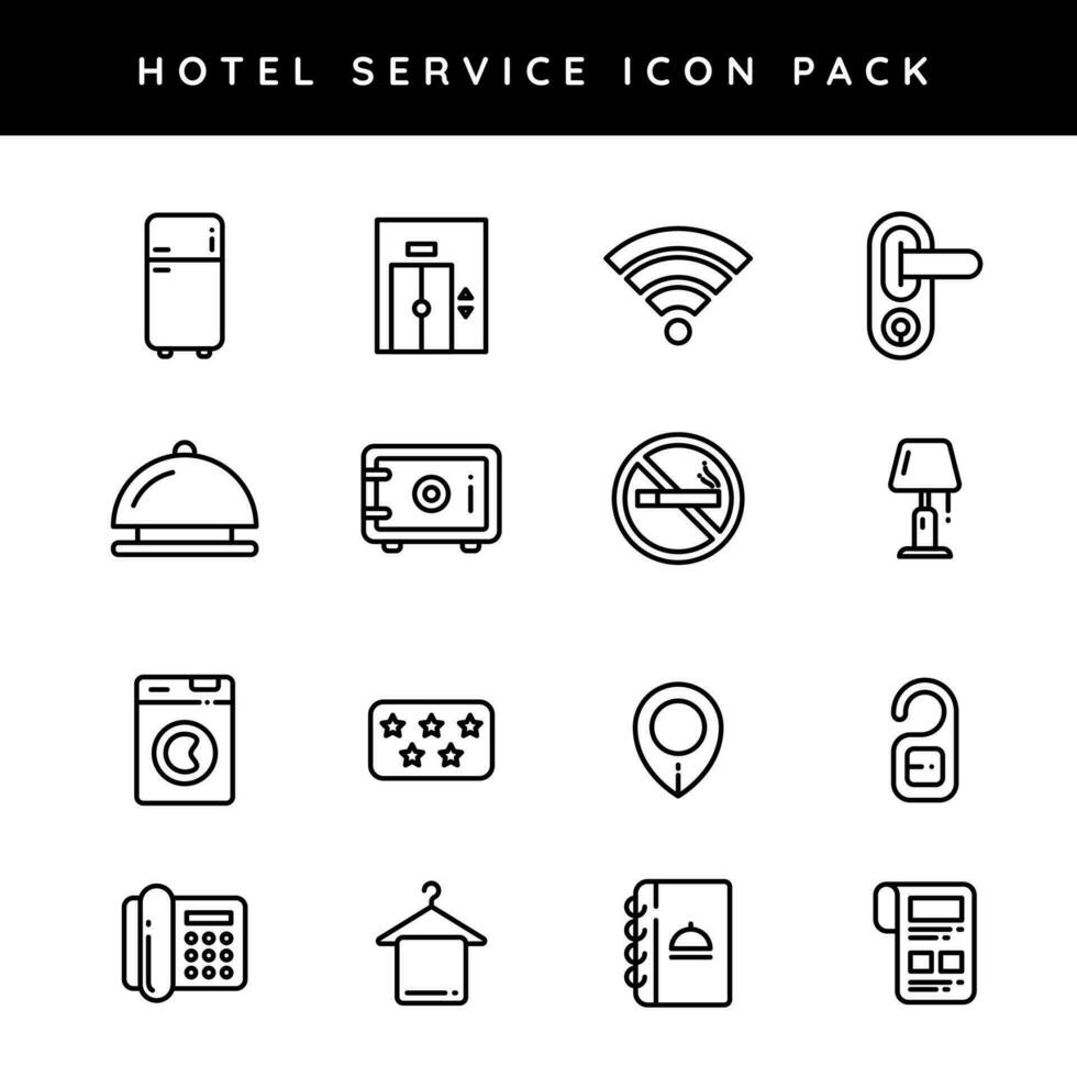 Hotel service icon set on white background. vector