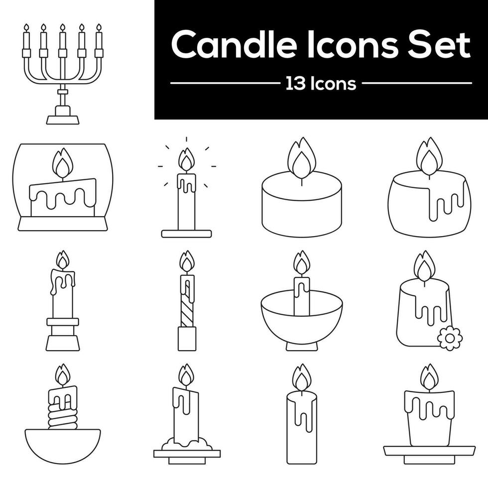 Candle Icons Or Symbol Set In Stroke Style. vector