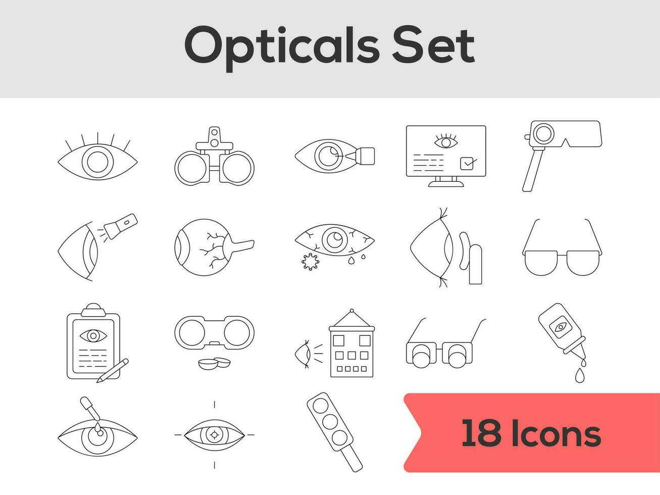 Set Of Optical Icons In Stroke Style. 24481808 Vector Art at Vecteezy