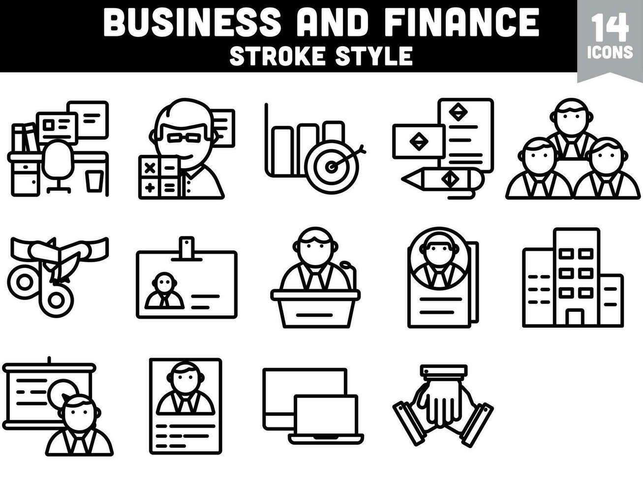 Black Line Art Set of Business And Finance Icon. vector