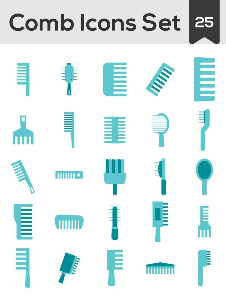 Isolated Vector Illustration of Hair Comb Icon Set in Flat Style.
