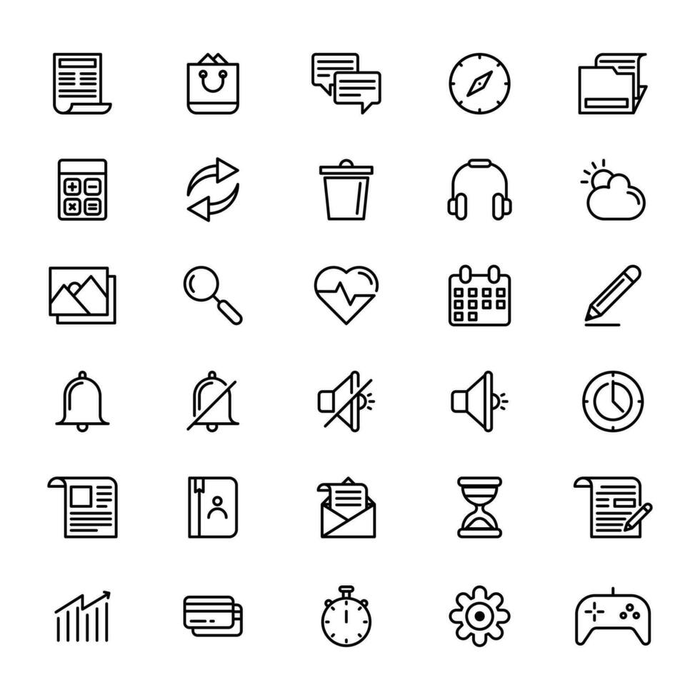 Set of Business icon in black line art. vector
