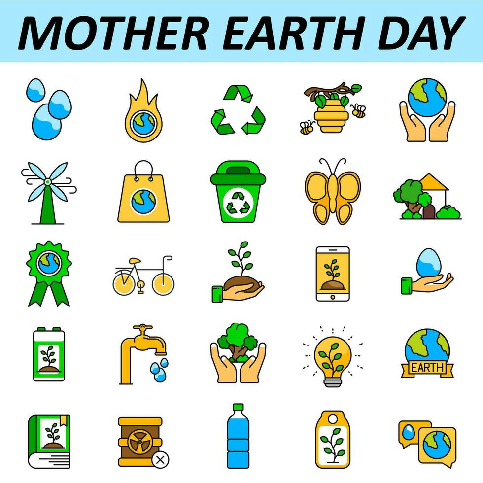SET of MOTHER DAY ICON in FLAT STYLE. vector