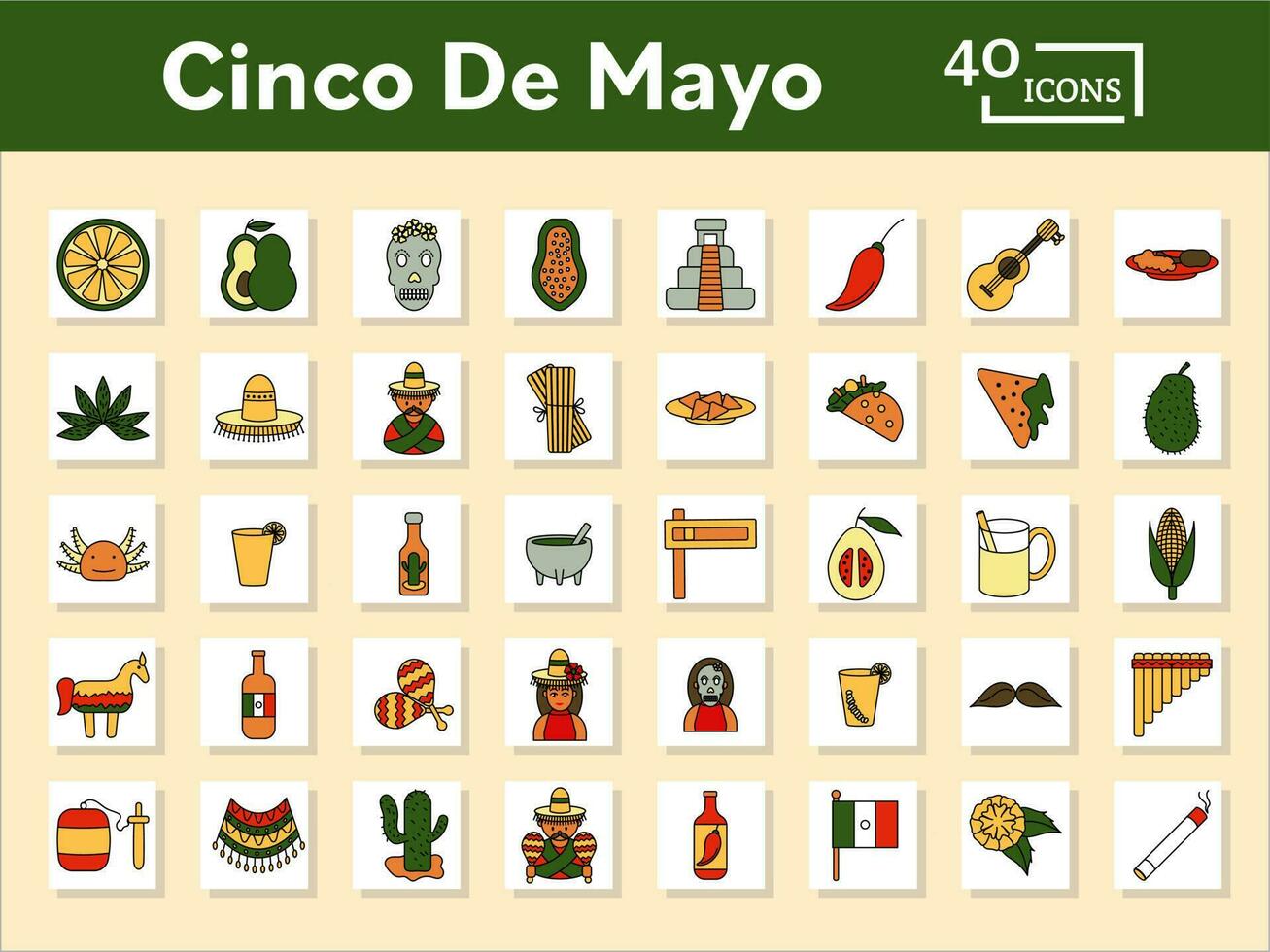 Flat Style Cinco De Mayo Celebration Colorful Icon. vector