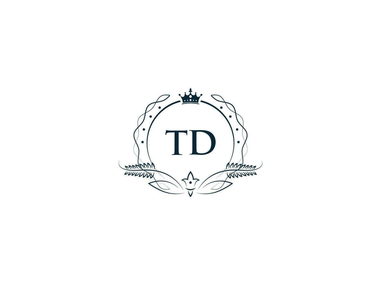 Initial Royal Td Logo Icon, Minimalist Td dt Crown Logo Icon Vector