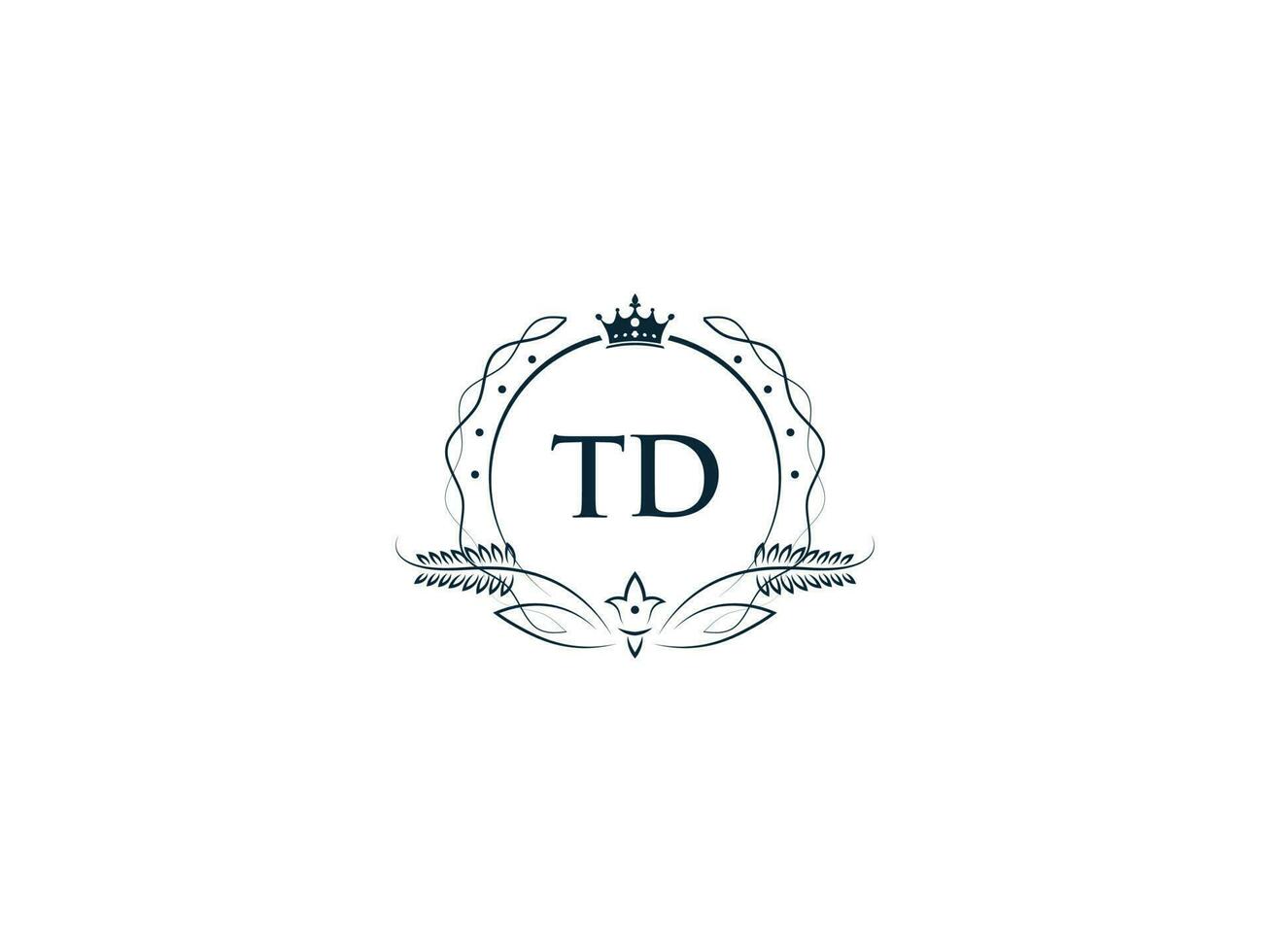 inicial real td logo icono, minimalista td dt corona logo icono vector