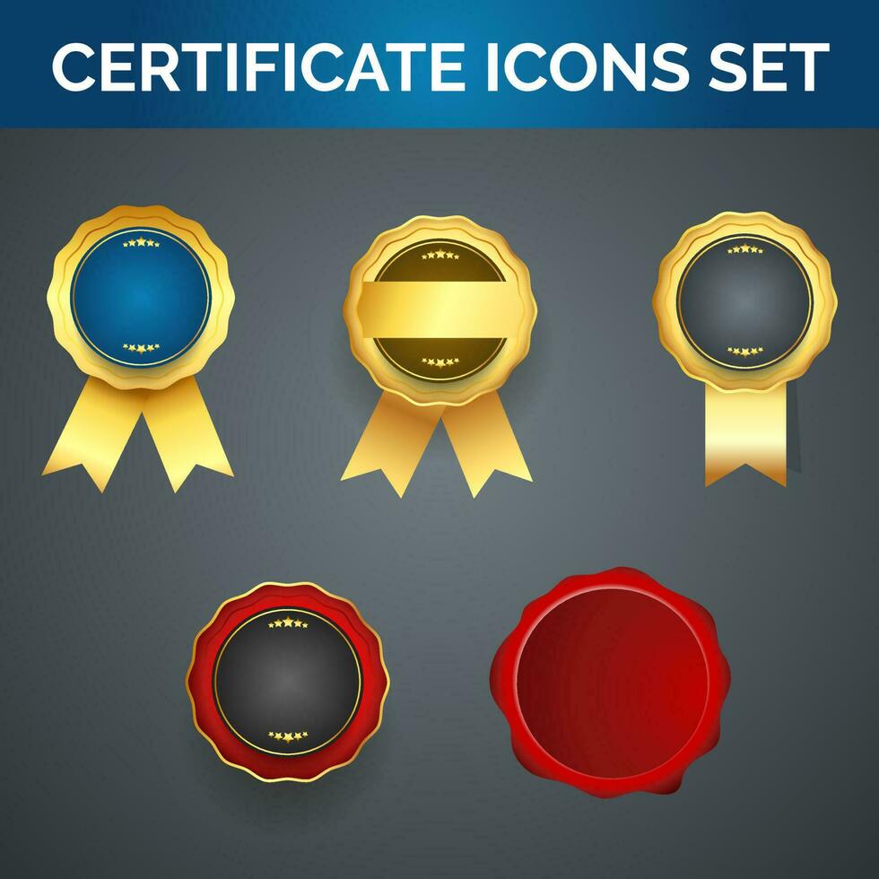 Certificate Icon Set on Grey Background. vector