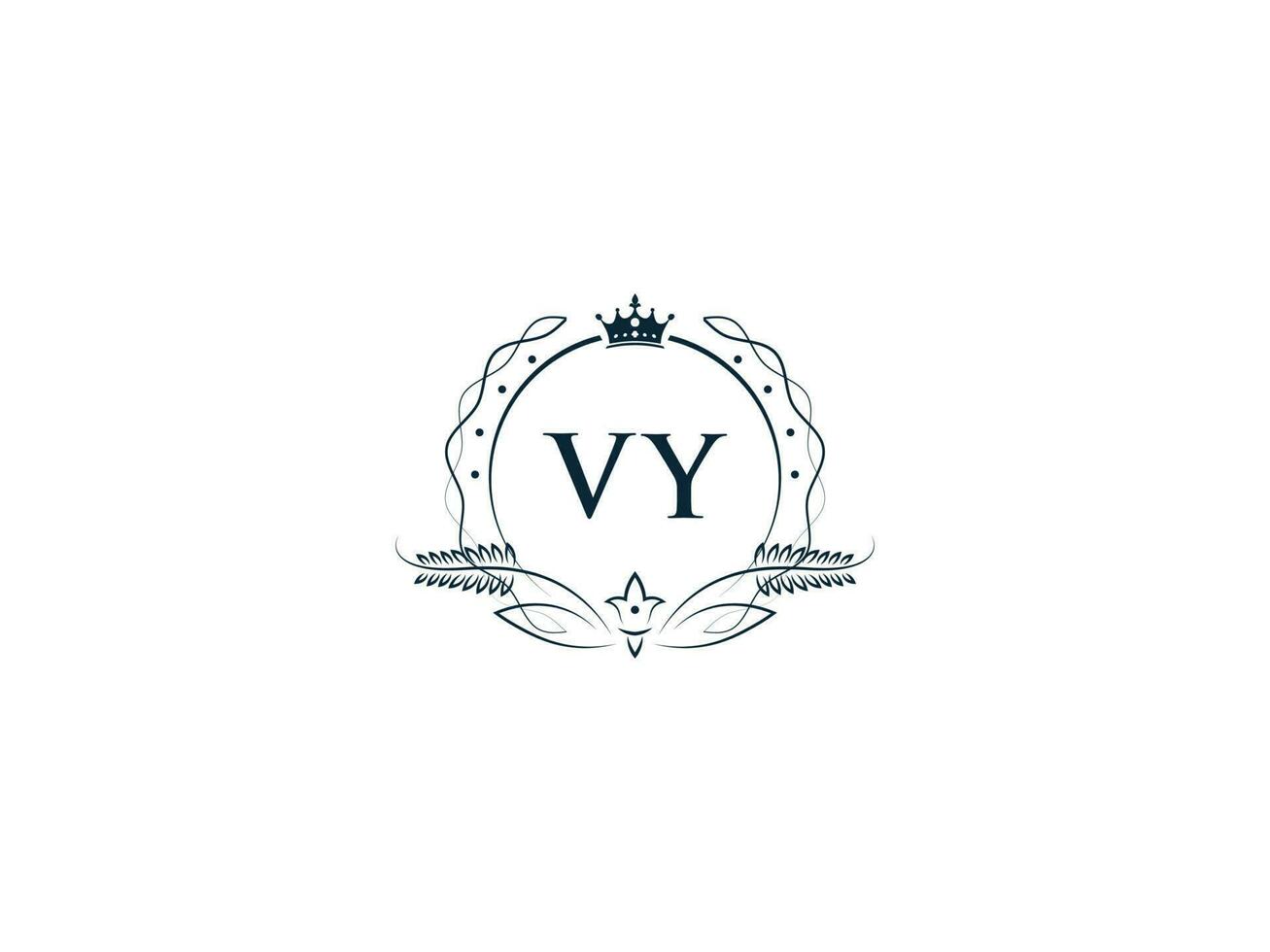 Initial Vy Logo Letter Design, Minimal Royal Crown Vy yv Feminine Logo Symbol vector