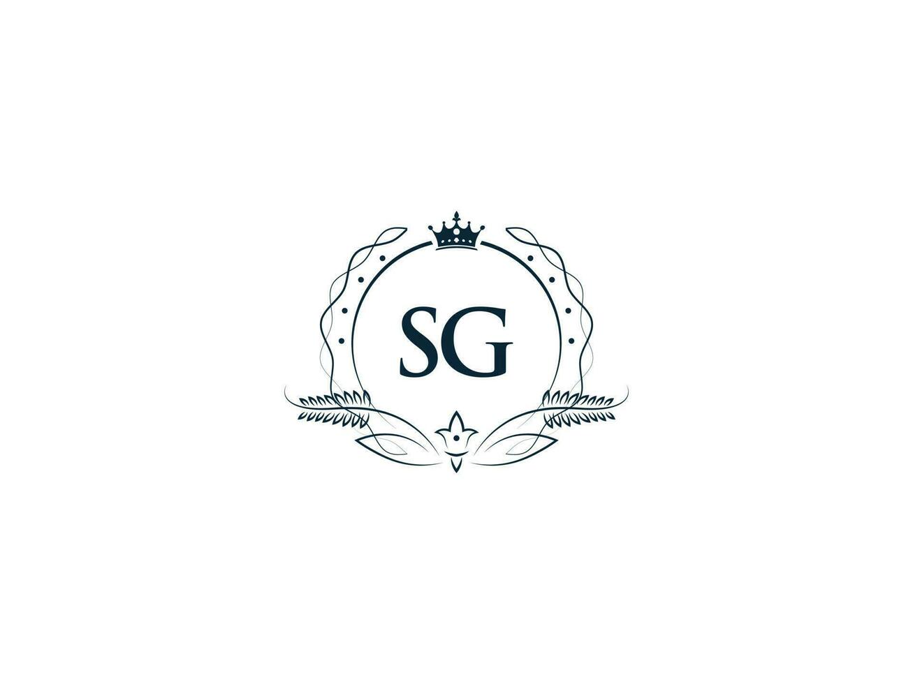 Minimalist Letter Sg Logo Icon, Monogram Sg Royal Crown Logo Template vector