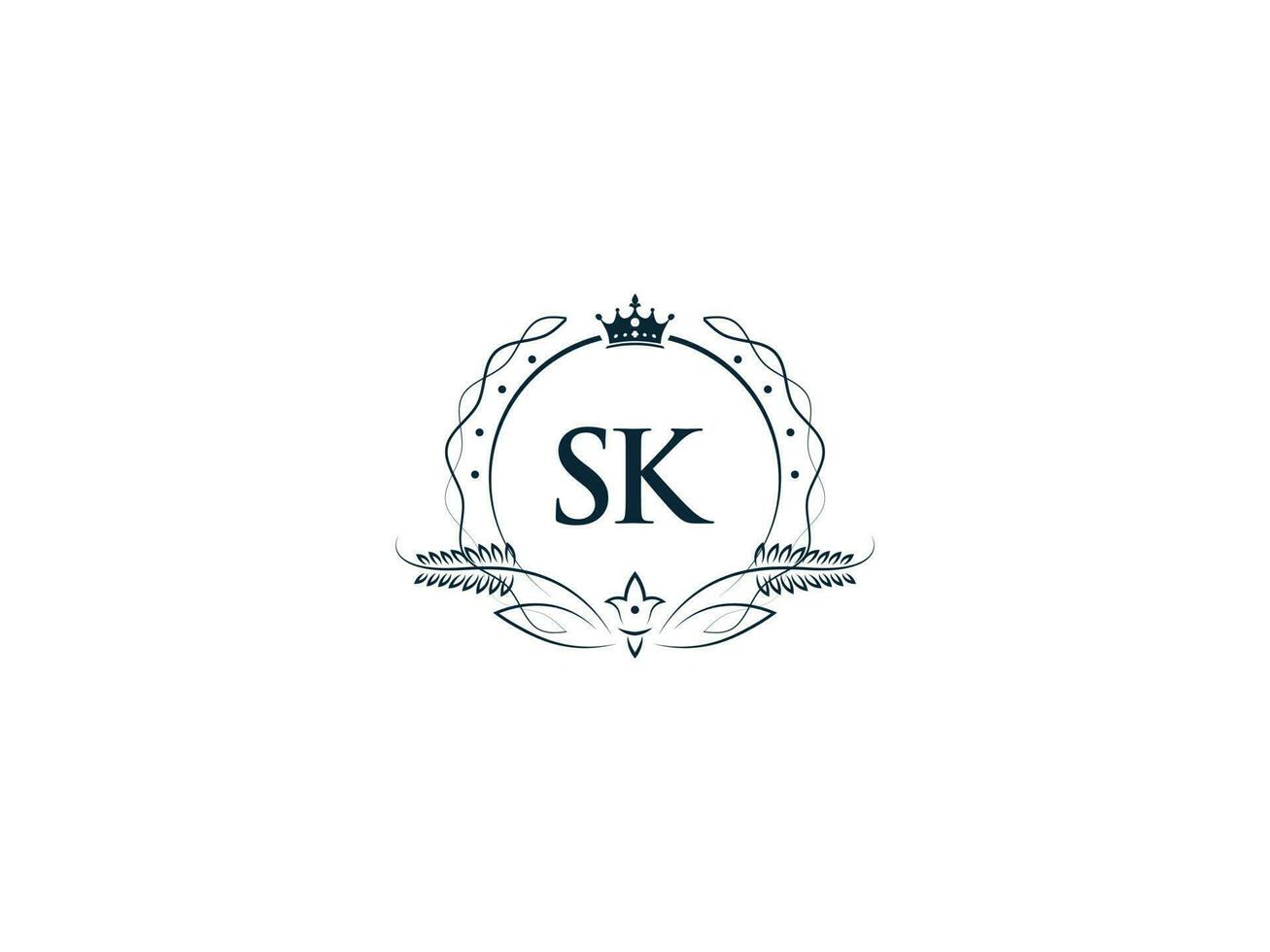 minimalista letra sk logo icono, monograma sk real corona logo modelo vector